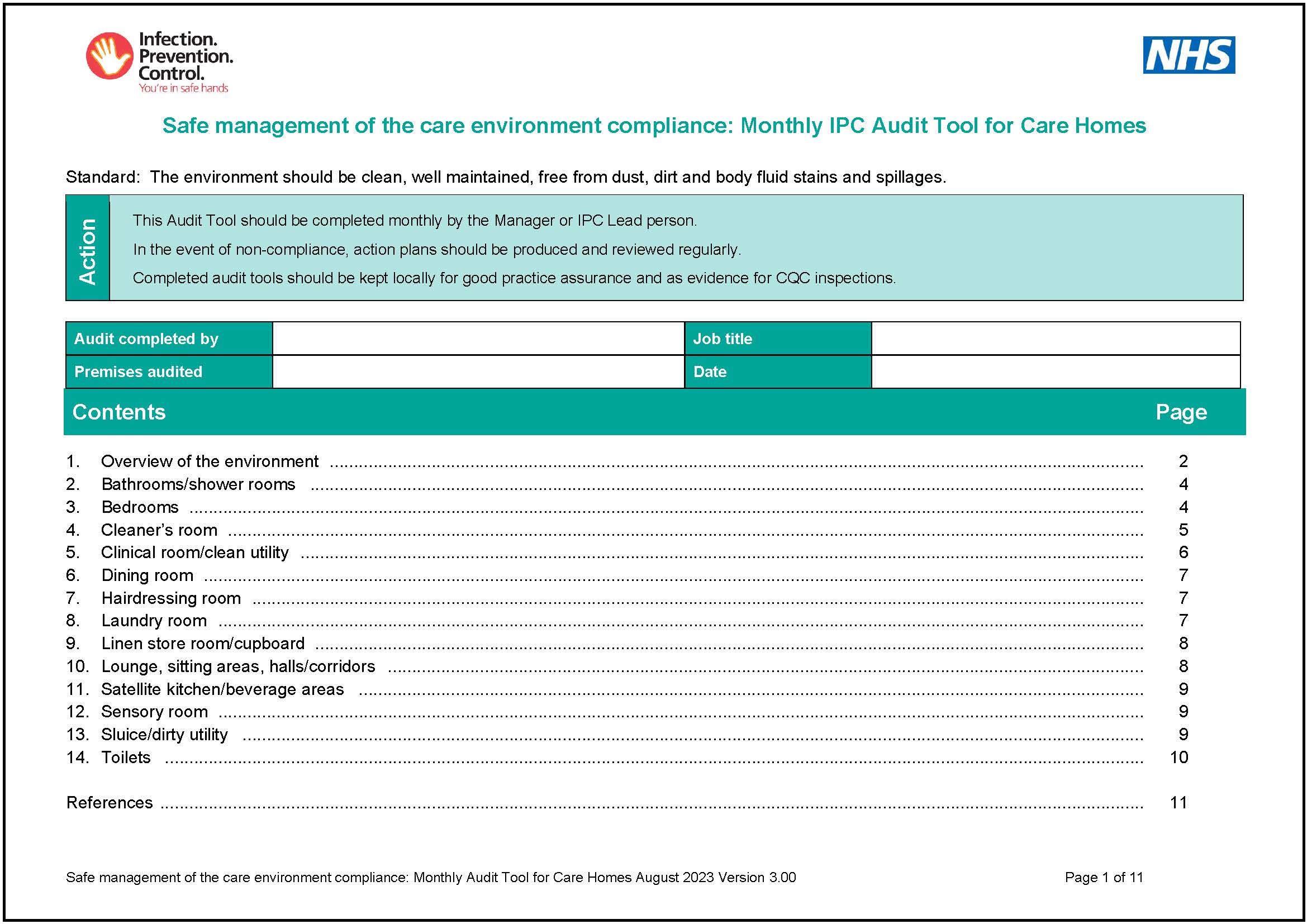 safe-management-of-the-care-environment-compliance-monthly-audit-tool